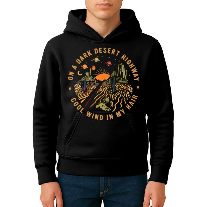 On A Dark Desert Highway Adventure Kids Hoodie