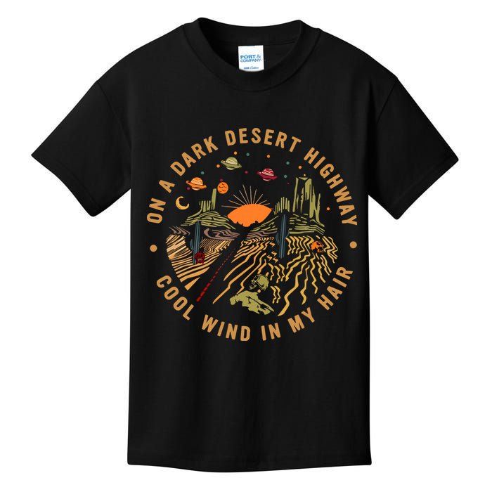 On A Dark Desert Highway Adventure Kids T-Shirt