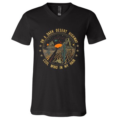 On A Dark Desert Highway Cool Wind In Retro V-Neck T-Shirt