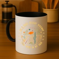On A Dark Desert Highway Cool Wind In Retro Mug