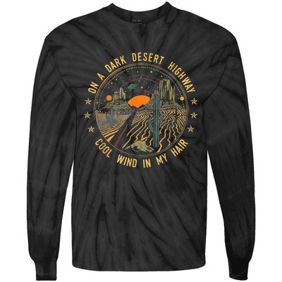 On A Dark Desert Highway Cool Wind In Retro Tie-Dye Long Sleeve Shirt