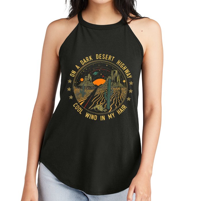 On A Dark Desert Highway Cool Wind In Retro Women's Perfect Tri Rocker Tank
