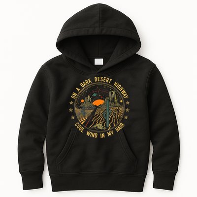 On A Dark Desert Highway Cool Wind In Retro Kids Hoodie