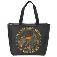 On A Dark Desert Highway Cool Wind In Retro Zip Tote Bag