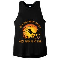 On A Dark Desert Highway Cool Wind In My Hair Funny Halloween Ladies PosiCharge Tri-Blend Wicking Tank