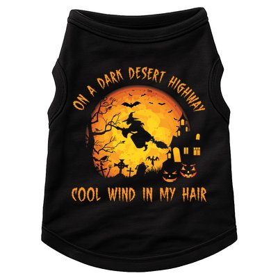 On A Dark Desert Highway Cool Wind In My Hair Funny Halloween Doggie Tank