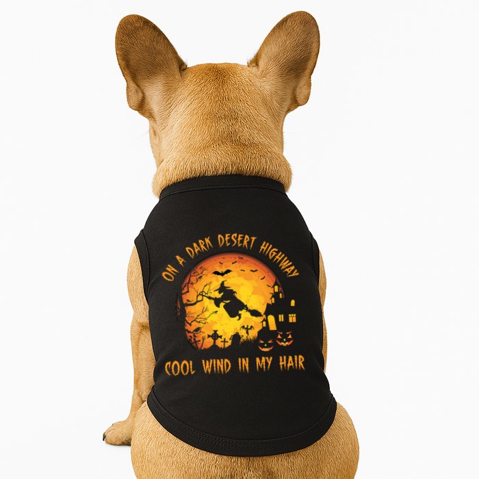 On A Dark Desert Highway Cool Wind In My Hair Funny Halloween Doggie Tank