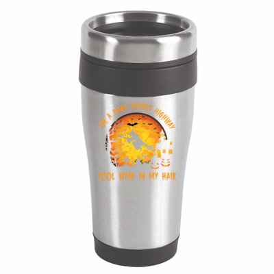 On A Dark Desert Highway Cool Wind In My Hair Funny Halloween 16oz Travel Tumbler