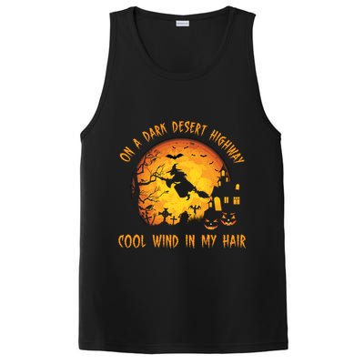 On A Dark Desert Highway Cool Wind In My Hair Funny Halloween PosiCharge Competitor Tank