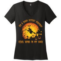 On A Dark Desert Highway Cool Wind In My Hair Funny Halloween Women's V-Neck T-Shirt