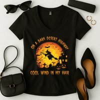 On A Dark Desert Highway Cool Wind In My Hair Funny Halloween Women's V-Neck T-Shirt