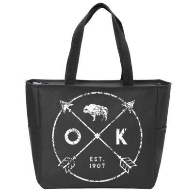 Oklahoma Adventure Est 1907 Buffalo Arrows State Gift Zip Tote Bag