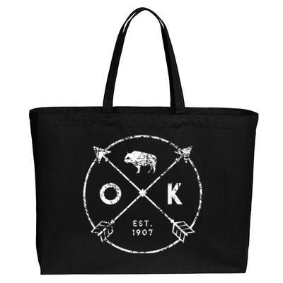 Oklahoma Adventure Est 1907 Buffalo Arrows State Gift Cotton Canvas Jumbo Tote