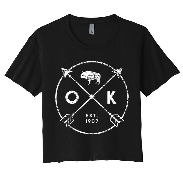 Oklahoma Adventure Est 1907 Buffalo Arrows State Gift Crop Top
