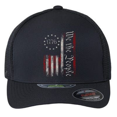 Old American Flag Patriotic 1776 We The People Usa Flexfit Unipanel Trucker Cap