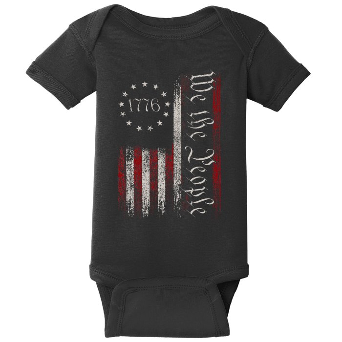 Old American Flag Patriotic 1776 We The People Usa Baby Bodysuit