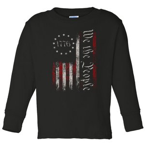 Old American Flag Patriotic 1776 We The People Usa Toddler Long Sleeve Shirt