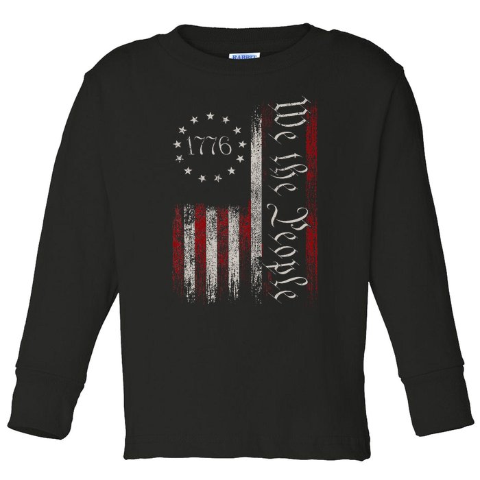 Old American Flag Patriotic 1776 We The People Usa Toddler Long Sleeve Shirt