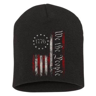 Old American Flag Patriotic 1776 We The People Usa Short Acrylic Beanie