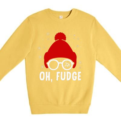 Oh a Fudge Funny Christmas Saying Vintage Xmas Santa Hat Premium Crewneck Sweatshirt