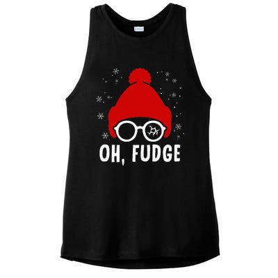 Oh a Fudge Funny Christmas Saying Vintage Xmas Santa Hat Ladies PosiCharge Tri-Blend Wicking Tank