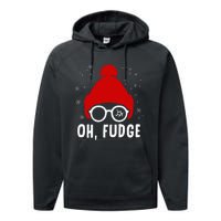 Oh a Fudge Funny Christmas Saying Vintage Xmas Santa Hat Performance Fleece Hoodie