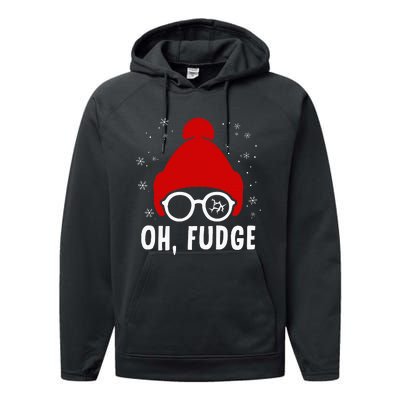 Oh a Fudge Funny Christmas Saying Vintage Xmas Santa Hat Performance Fleece Hoodie