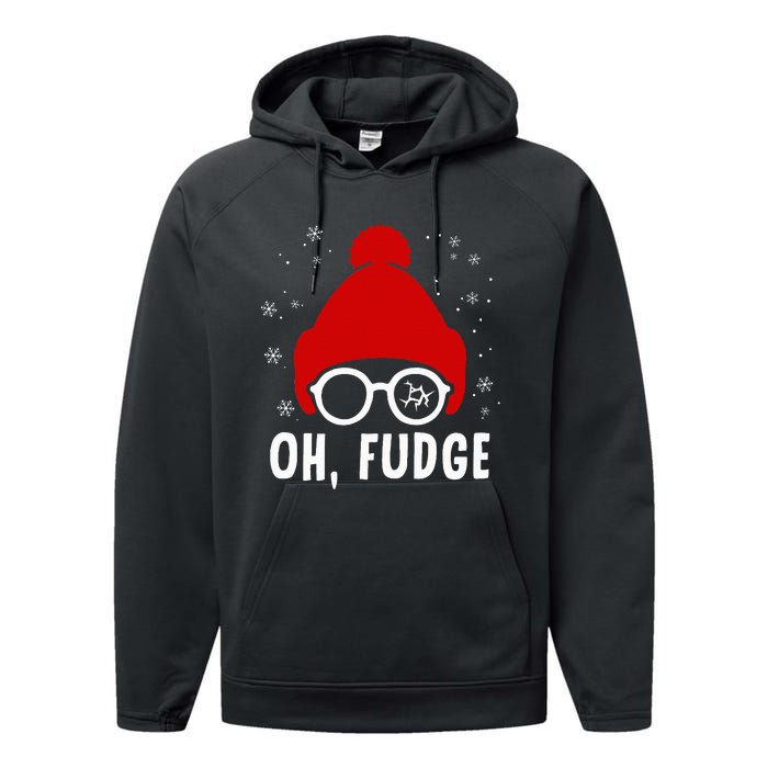 Oh a Fudge Funny Christmas Saying Vintage Xmas Santa Hat Performance Fleece Hoodie