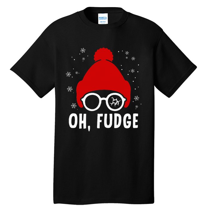 Oh a Fudge Funny Christmas Saying Vintage Xmas Santa Hat Tall T-Shirt