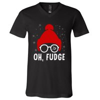 Oh a Fudge Funny Christmas Saying Vintage Xmas Santa Hat V-Neck T-Shirt