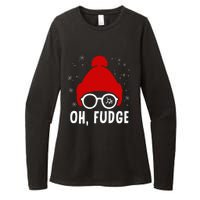 Oh a Fudge Funny Christmas Saying Vintage Xmas Santa Hat Womens CVC Long Sleeve Shirt