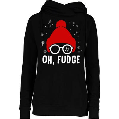 Oh a Fudge Funny Christmas Saying Vintage Xmas Santa Hat Womens Funnel Neck Pullover Hood