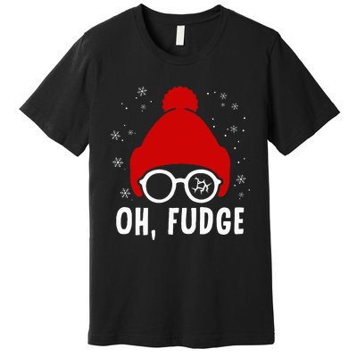 Oh a Fudge Funny Christmas Saying Vintage Xmas Santa Hat Premium T-Shirt