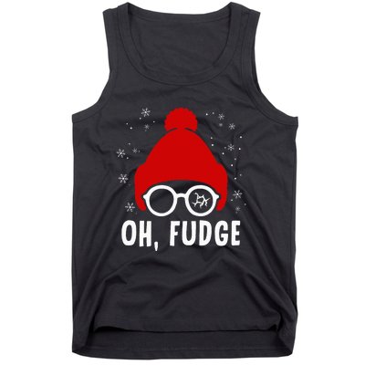 Oh a Fudge Funny Christmas Saying Vintage Xmas Santa Hat Tank Top