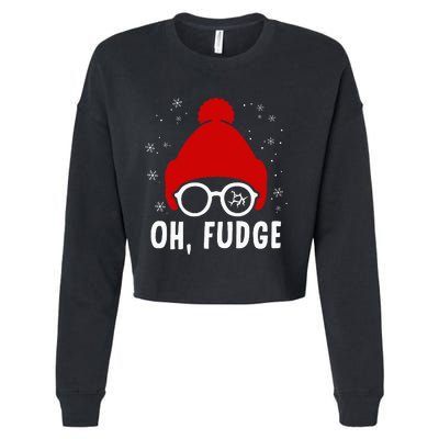 Oh a Fudge Funny Christmas Saying Vintage Xmas Santa Hat Cropped Pullover Crew