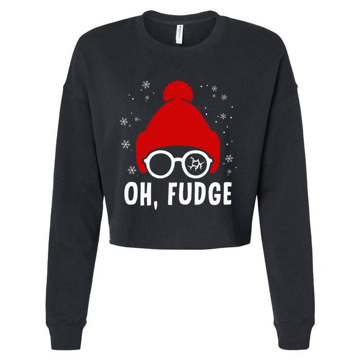 Oh a Fudge Funny Christmas Saying Vintage Xmas Santa Hat Cropped Pullover Crew