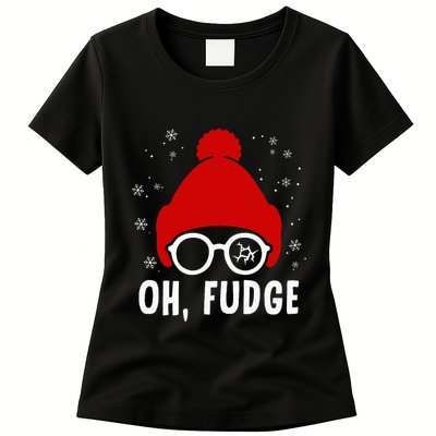 Oh a Fudge Funny Christmas Saying Vintage Xmas Santa Hat Womens T-Shirt