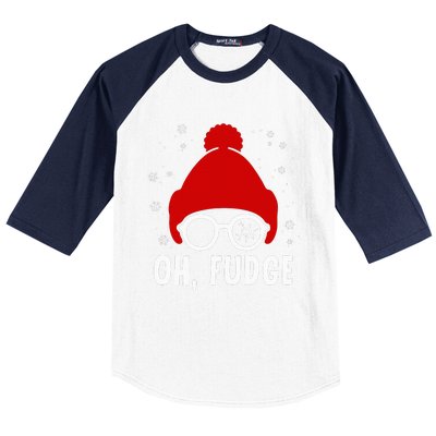 Oh a Fudge Funny Christmas Saying Vintage Xmas Santa Hat Baseball Sleeve Shirt