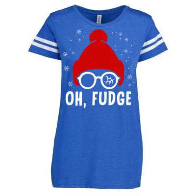 Oh a Fudge Funny Christmas Saying Vintage Xmas Santa Hat Enza Ladies Jersey Football T-Shirt