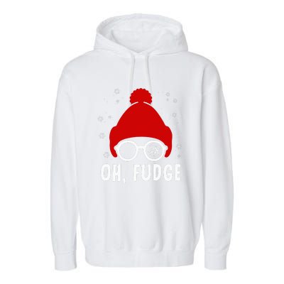 Oh a Fudge Funny Christmas Saying Vintage Xmas Santa Hat Garment-Dyed Fleece Hoodie