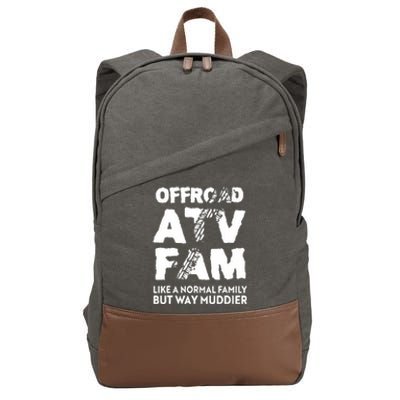 OffRoad ATV Fam Funny Quad 4Wheeling Family Cotton Canvas Backpack