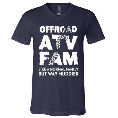 OffRoad ATV Fam Funny Quad 4Wheeling Family V-Neck T-Shirt