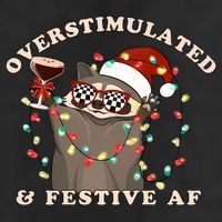 Overstimulated And Festive Af Raccoon Christmas Sweatshirt 7 Panel Mesh Trucker Snapback Hat