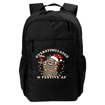 Overstimulated And Festive Af Raccoon Christmas Sweatshirt Backpack