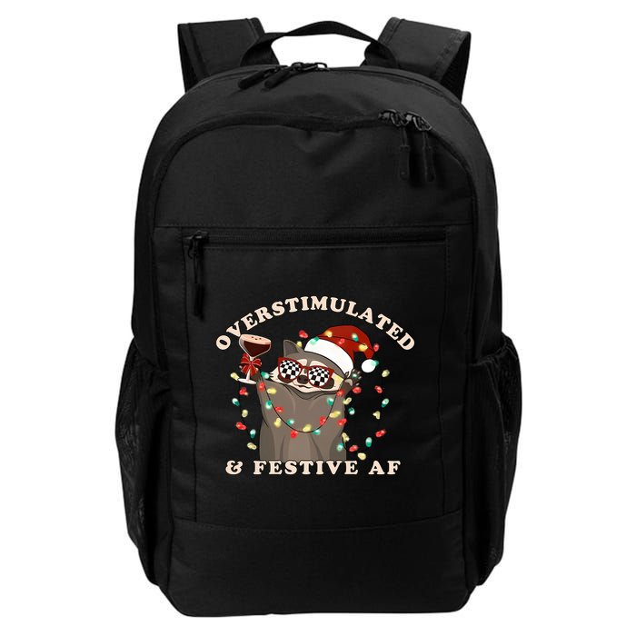 Overstimulated And Festive Af Raccoon Christmas Sweatshirt Backpack