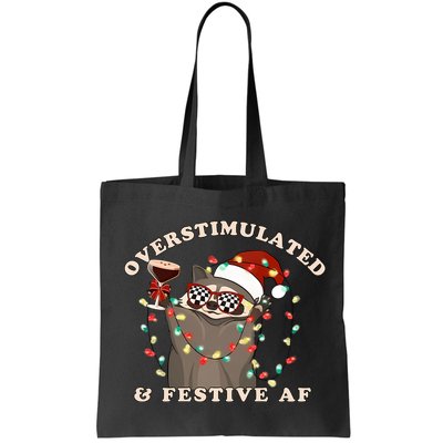 Overstimulated And Festive Af Raccoon Christmas Sweatshirt Bag