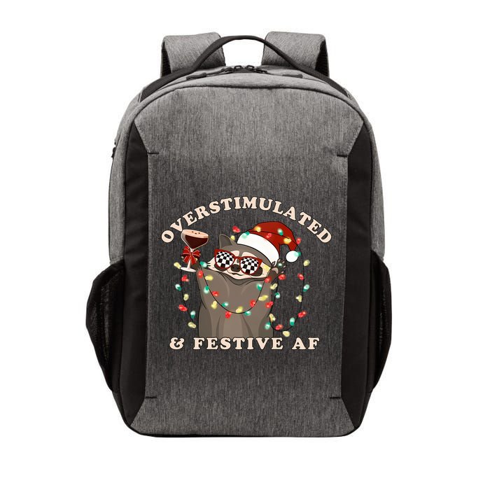 Overstimulated And Festive Af Raccoon Christmas Sweatshirt Vector Backpack