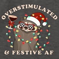 Overstimulated And Festive Af Raccoon Christmas Sweatshirt Vector Backpack