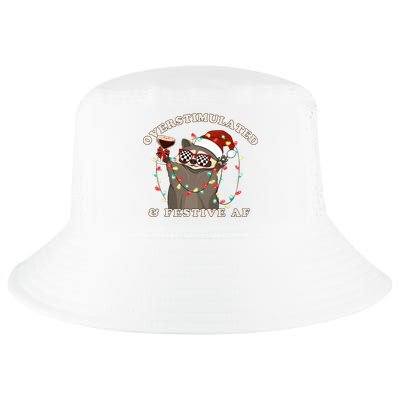 Overstimulated And Festive Af Raccoon Christmas Sweatshirt Cool Comfort Performance Bucket Hat