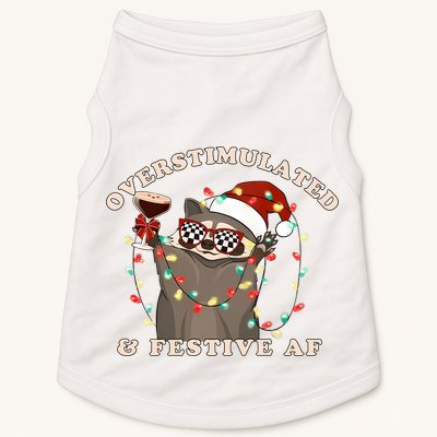 Overstimulated And Festive Af Raccoon Christmas Sweatshirt Doggie Tank
